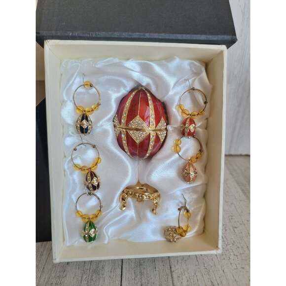 Fitz Floyd Red gold Jewel Egg box wine collection - Picture 3 of 7